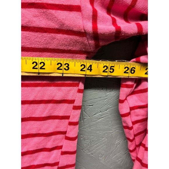 all : row Knit Top Women's Large Pink Stripe Cropped Boxy Long Sleeve Casual - Picture 7 of 10